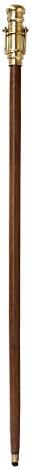 Wooden Walking Stick with Brass Handle and Telescope