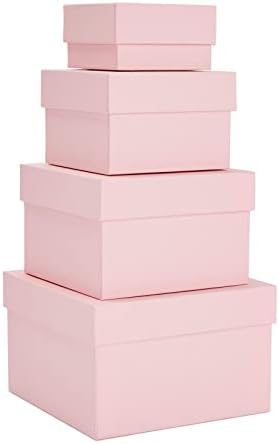 Stockroom Plus 4 Pack Pink Square Nesting Gift Boxes