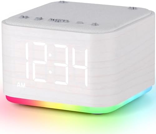 Mojikoo Sound Machine Alarm Clock with Bluetooth and Night Light