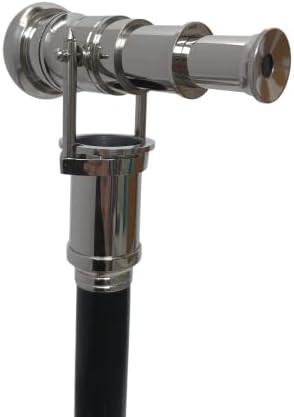 Nautical Wooden Walking Stick with Brass Telescope Handle 38 Inches