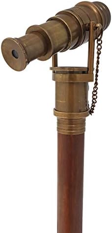 Brass Nautical Telescope Walking Stick with Antique Finish