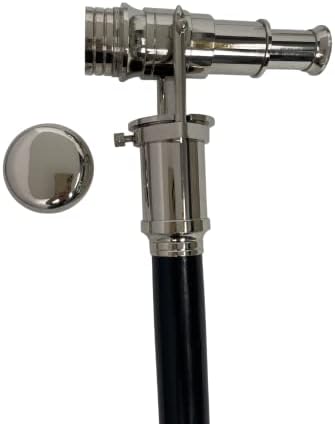 Nautical Wooden Walking Stick with Brass Telescope Handle 38 Inches
