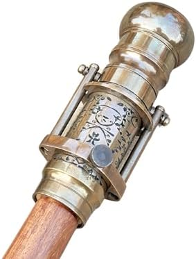 Victorian-Style Brass Walking Stick with Telescope and Compass