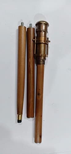 Beautiful Nautical Wooden Walking Stick With Brass Telescope Handle