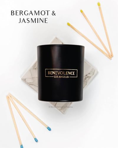 Benevolence LA Jasmine Bergamot Scented Candle Soy Candle 8oz 45 Hour Burn