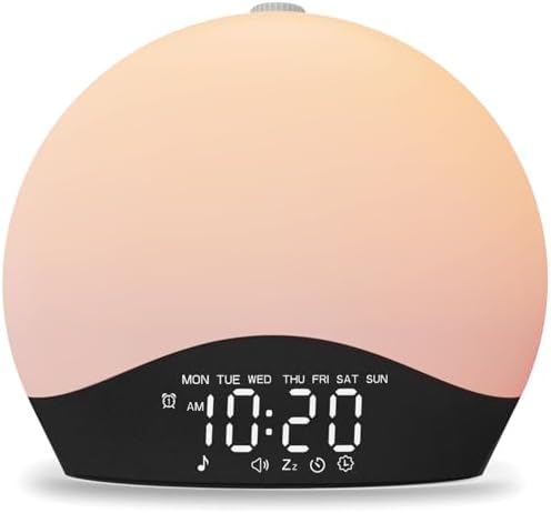 JALL Sunrise Alarm Clock with White Noise and 17 Night Lights