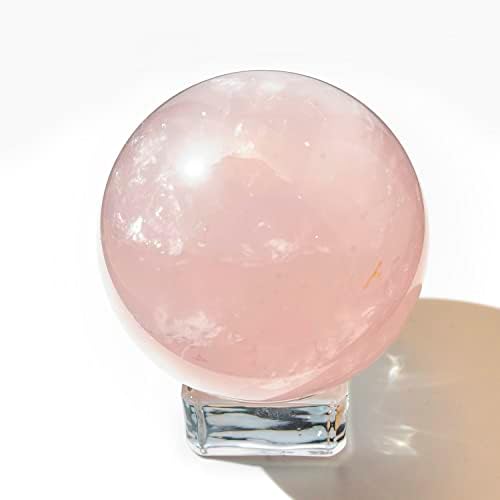 Pink Crystal Ball with Wood Stand for Love and Energy Healing