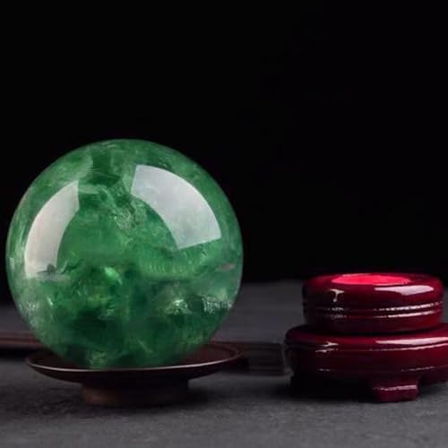 Natural Green Fluorite Crystal Sphere with Stand