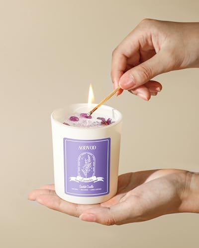 AOOVOO Lavender Candles Set for Women 4 Pack