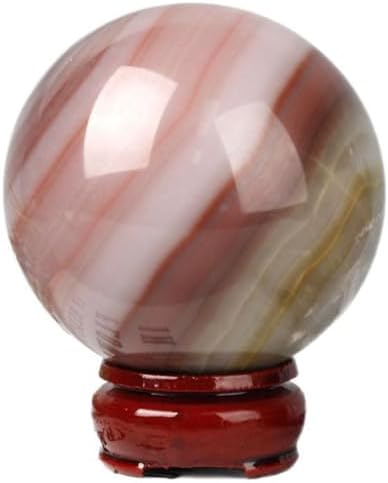 Natural Colorful Jade Crystal Sphere with Wooden Stand