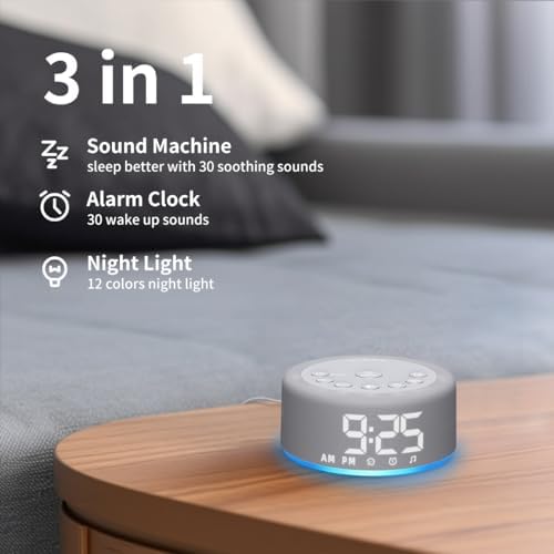 3 in 1 Sound Machine Alarm Clock Night Light