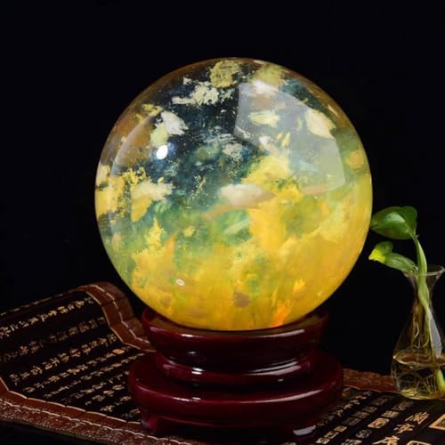 Yellow Obsidian Ball with Stand for Meditation and Feng Shui