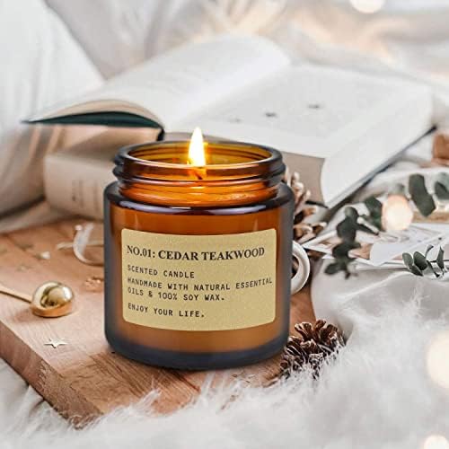 YFYTRE 4 Pack Scented Soy Wax Candles with Amber Glass Jars