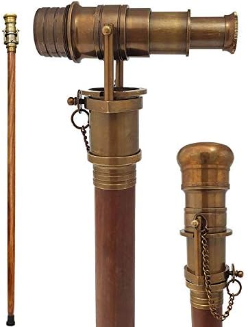 Brass Nautical Telescope Walking Stick with Antique Finish