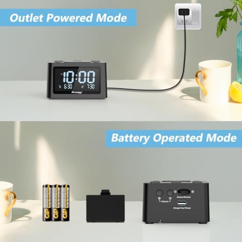 REACHER Dual Alarm Clock with Sleep Sound Machine and USB Charger