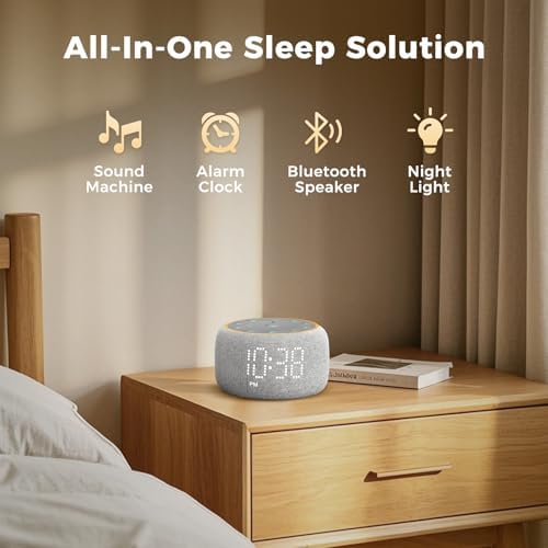 White Noise Machine Alarm Clock with 5W Speaker and 24 Sleep Sounds