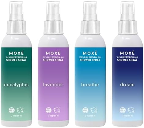 MOXE Aromatherapy Shower Mist 4 Pack - Eucalyptus Lavender Breathe Dream