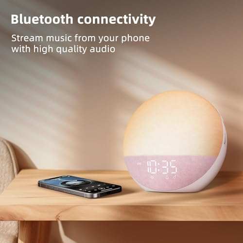 Odokee Sunrise Alarm Clock with White Noise and Bluetooth Speaker