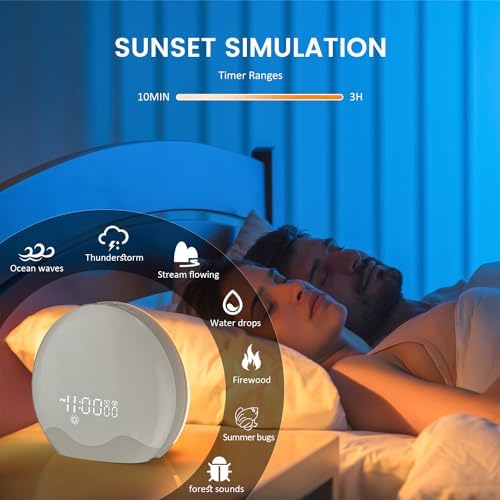 RICIAL Light Therapy Lamp with Dual Alarms and 10000 Lux Light