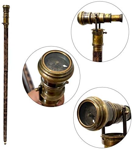 Antique Compass Telescope Walking Stick Cane
