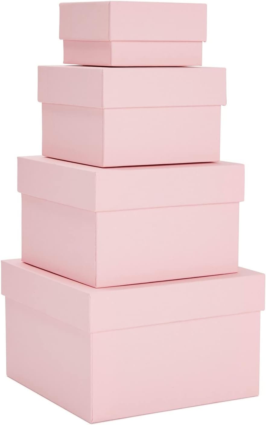 Stockroom Plus 4 Pack Pink Square Nesting Gift Boxes
