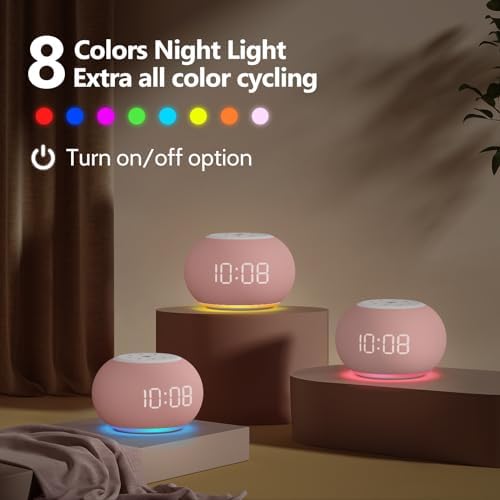 Reacher Auto Dimmable Sound Machine Alarm Clock with Night Lights