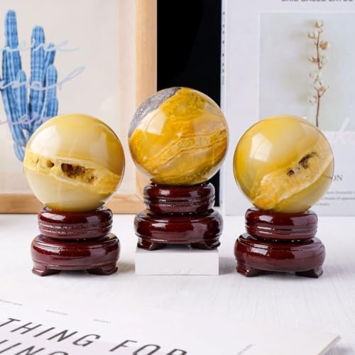 Natural Yellow Crystal Geode Sphere with Stand 60mm