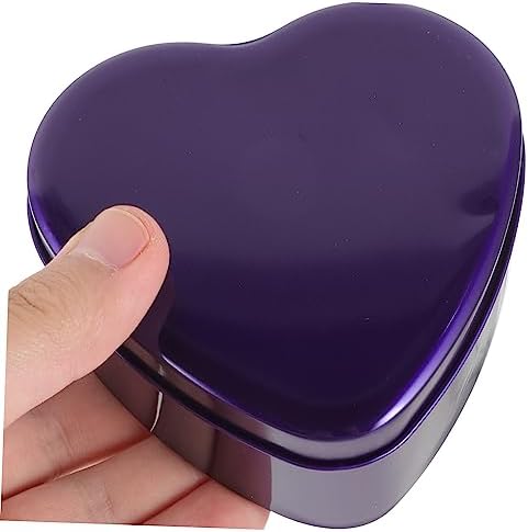 10Pcs Purple Heart Shaped Candy Box Wedding Favor Container Durable Tinplate