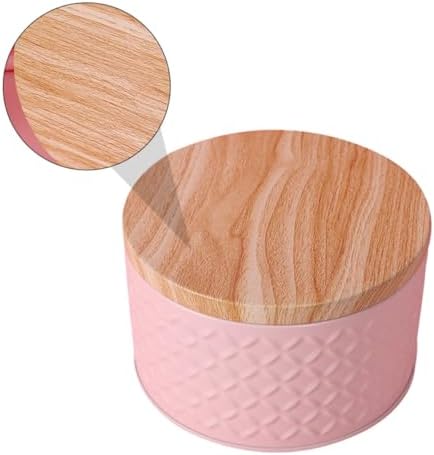 Pink Iron Snack Storage Box with Lid for Cookies and Treats