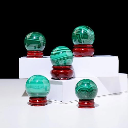 Natural Malachite Crystal Healing Sphere with Stand