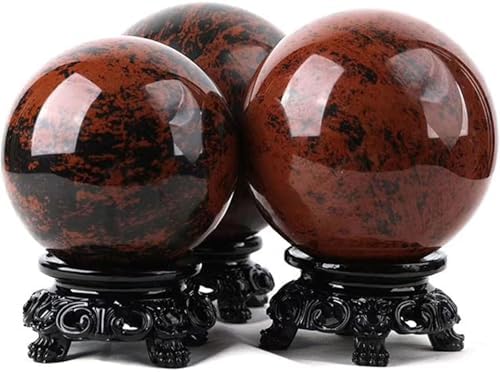 Red Obsidian Sphere with Stand for Feng Shui and Meditation