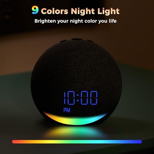 Sound Machine Alarm Clock with Bluetooth Speaker - Dimmable Night Light for Sleep