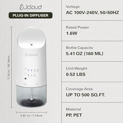 JCLOUD 2025 Waterless Essential Oil Diffuser 160ML Wall Mount White