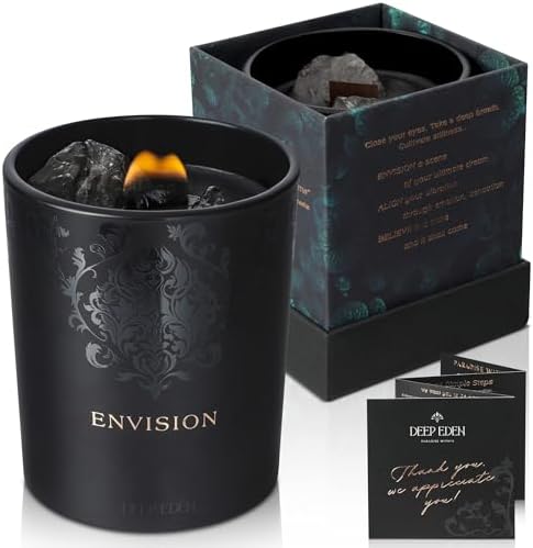 Deep Eden Scented Candle with Crystal 74 Oz Black