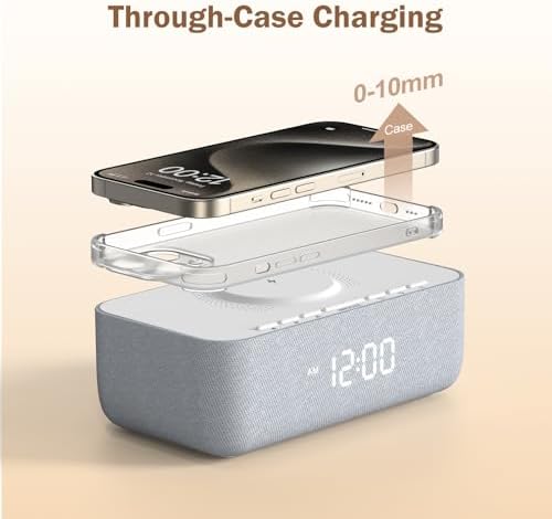 REACHER 15W Fast Wireless Charging Alarm Clock with White Noise Machine