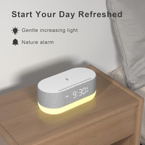 HOUSBAY 3 in 1 Sound Machine Alarm Clock Wireless Charger
