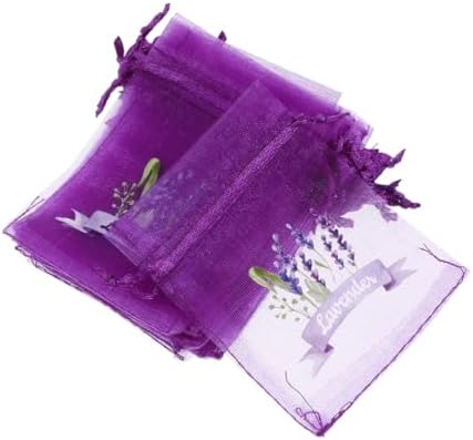 50pcs Lavender Organza Drawstring Bags for Dried Herbs Jewelry Wedding Favors