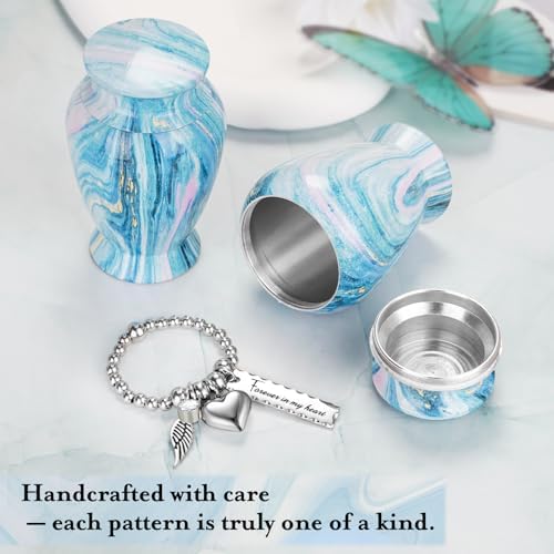 Dletay Small Urns for Human Ashes Ocean Blue Mini Cremation Urn