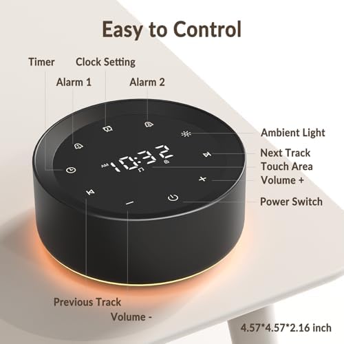 White Noise Sound Machine with Alarm Clock and Night Light