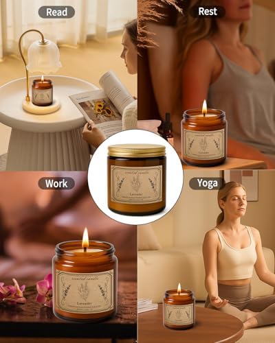 POOTES 16oz Soy Wax Lavender Candle 100 Hour Burn