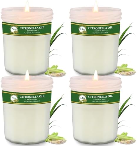 PELN Citronella Candles Outdoor 4 Pack 200 Hours Burning