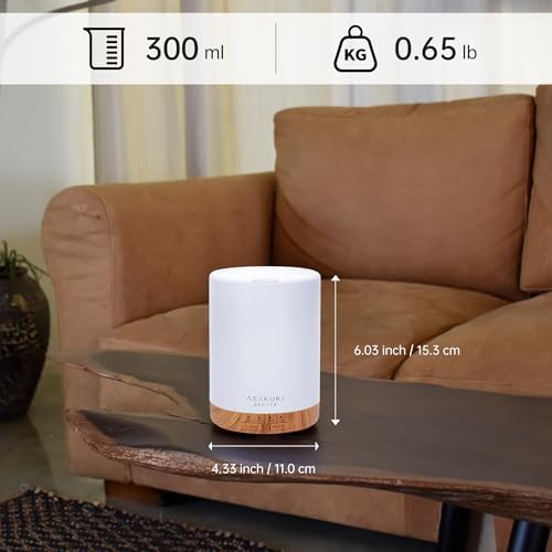 ASAKUKI 300ML Essential Oil Diffuser with 7 LED Lights and Auto-Off