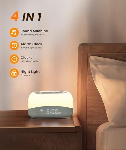 Dreamegg Sound Machine Alarm Clock with 29 Sounds and Night Light