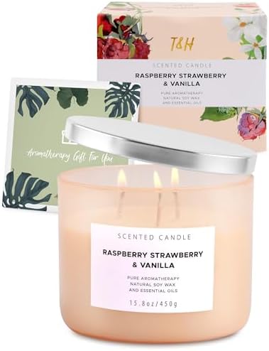 Raspberry Strawberry Vanilla 3 Wick Scented Candle
