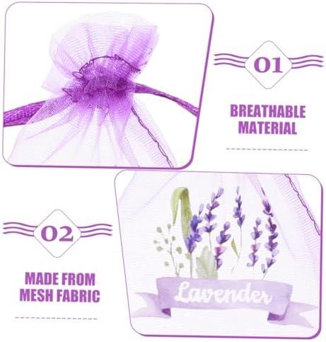 50pcs Lavender Organza Drawstring Bags for Dried Herbs Jewelry Wedding Favors