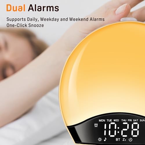 JALL Sunrise Alarm Clock with White Noise and 17 Night Lights