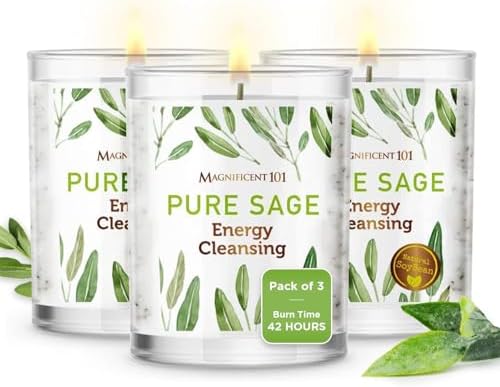 Magnificent 101 Set of 3 Pure Sage Smudge Candles