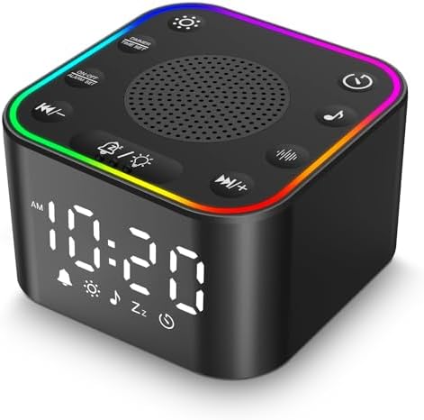 White Noise Sound Machine with Digital Clock and RGB Night Light