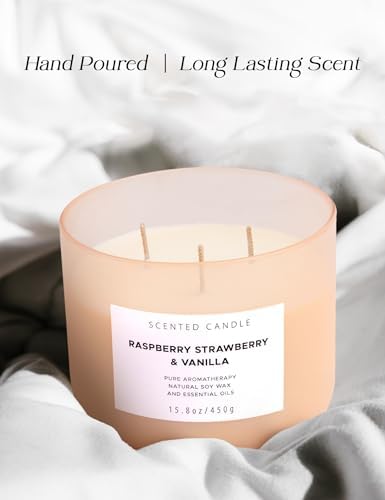 Raspberry Strawberry Vanilla 3 Wick Scented Candle