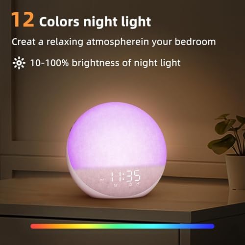 Odokee Sunrise Alarm Clock with White Noise and Bluetooth Speaker